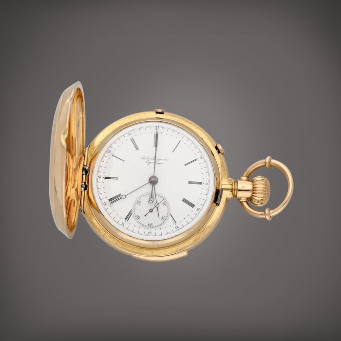 Jules Jürgensen A yellow gold minute repeating split second chronograph hunting cased watch | Circa 1890