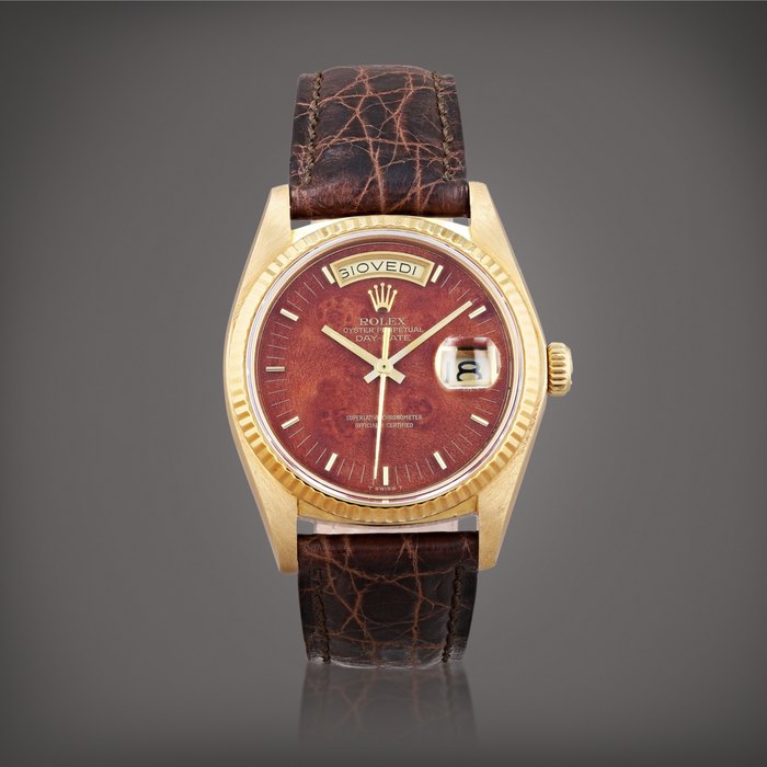 Rolex Day-Date, reference 18038     Montre bracelet en or jaune avec jour et date |  Yellow gold wristwatch with day and date    Vers 1979 |  Circa 1979