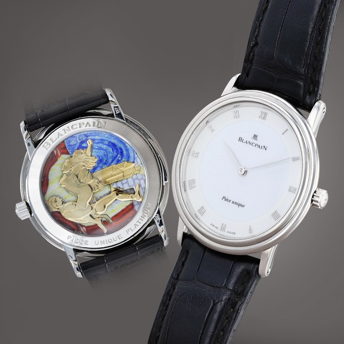 Blancpain Pièce unique montre bracelet répétition minute en platine avec automate érotique |  Unique platinum minute repeater wristwatch with erotic automaton    Vers 1995 |  Circa 1995