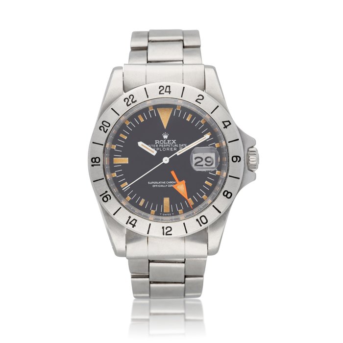 Rolex 'Steve McQueen' Explorer II, Ref. 1655  Stainless steel dual time zone wristwatch with 24-hour indication date and bracelet  Circa 1973