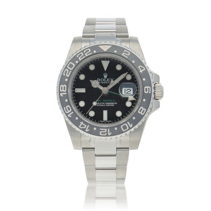 Rolex ‘Sea King’GMT-Master II, ref. 116710LN  Limited Edition Military Stainless steel dual time wristwatch with date and bracelet  Circa 2014