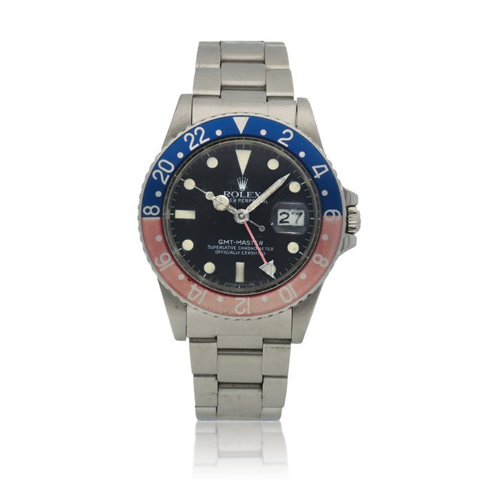 Rolex 'Pepsi' GMT Master, Ref. 16750  Stainless steel dual time zone wristwatch with date and bracelet  Circa 1982 · 16750