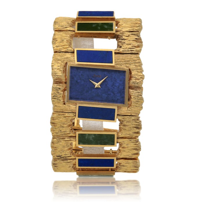 Piaget Ref. 9212D76  Pink gold, lapis lazuli and jade bracelet watch   Circa 1970