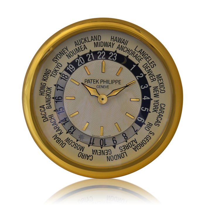 Patek Philippe/Inducta Gilt brass world time wall clock  Circa 2000