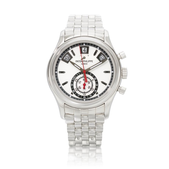 Patek Philippe Ref. 5960/1A-001 Stainless steel flyback chronograph annual calendar wristwatch with day/night indication Circa 2016