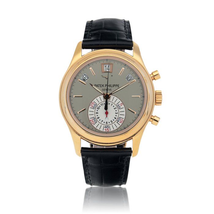 Patek Philippe Ref. 5960R  Pink gold annual calendar flyback chronograph wristwatch with power reserve and day/night indication  Circa 2009