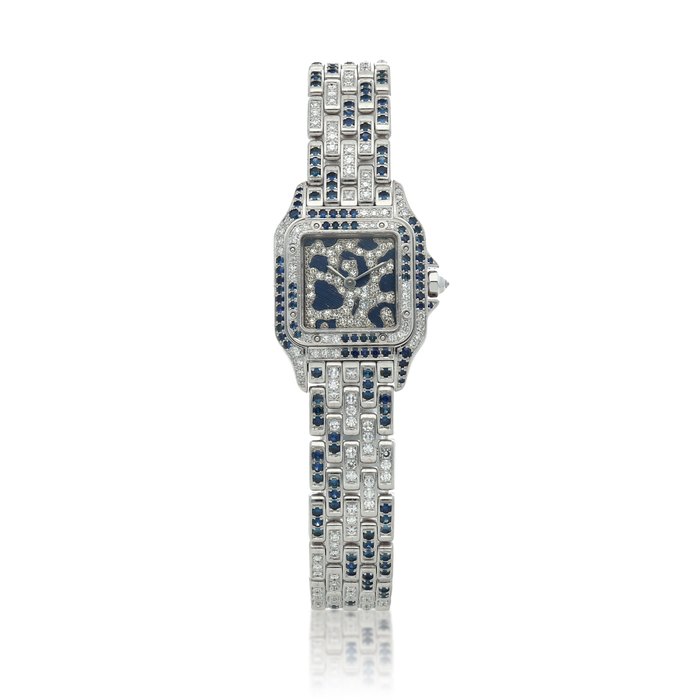 Cartier Panthère Ref. 8669 White gold, diamond and sapphire-set wristwatch Circa 1986