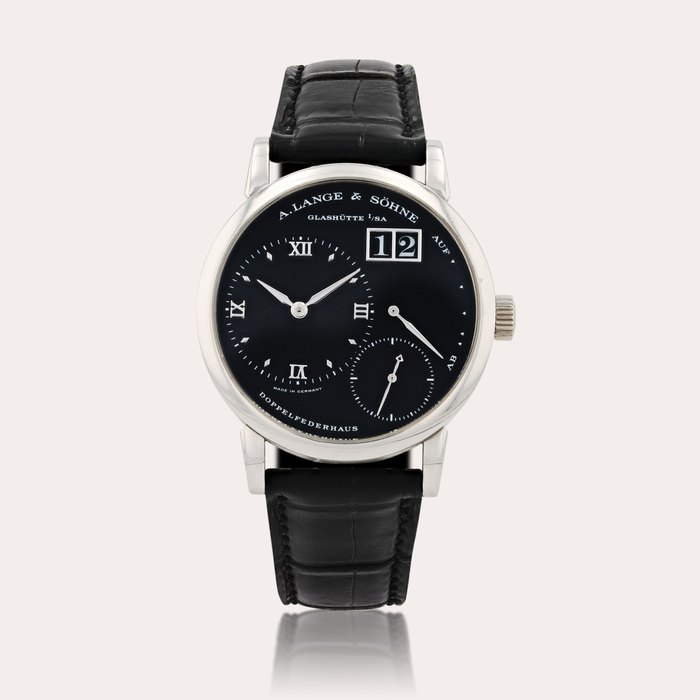 A. Lange & Söhne Small Lange 1, 'Little Darth', reference 111.035    Montre bracelet en platine avec date et indication de réserve de marche |  Platinum wristwatch with digital date display and power reserve indication    Vers 2005 |  Circa 2005, Price & Market Data