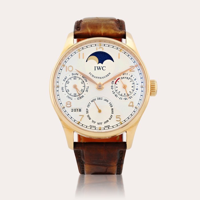 IWC Portugieser Perpetual Calendar, reference IW502213     Montre bracelet en or rose à quantième perpétuel |  Pink gold perpetual calendar wristwatch    Vers 2007 |  Circa 2007