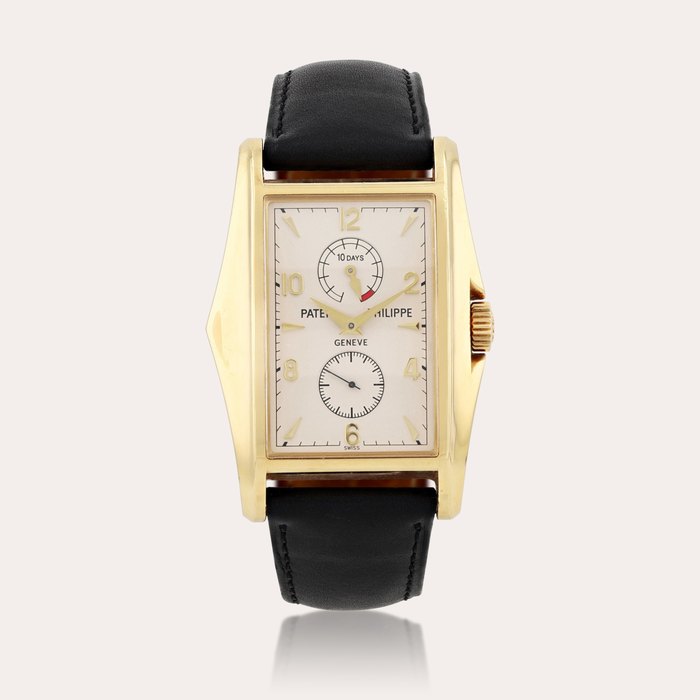 Patek Philippe Reference 5100J-001, limited edition    Montre bracelet en or jaune avec indicateur de 10 jours de réserve de marche |  Yellow gold wristwatch with 10 days power reserve indication    Vers 2001 |  Circa 2001