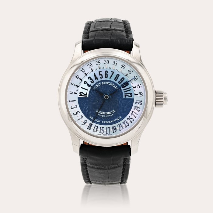 Roger Dubuis Hommage, reference H40 5799 0     Montre bracelet en or blanc à calendrier triple rétrograde |  White gold triple retrograde calendar wristwatch    Vers 2008 |  Circa 2008