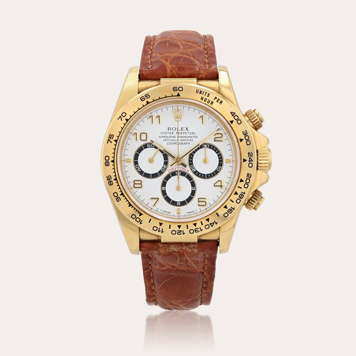 Rolex Daytona 'Zenith', reference 16518    Montre bracelet chronographe en or jaune |  Yellow gold chronograph wristwatch    Vers 1995 |  Circa 1995