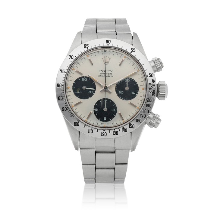 Rolex 'Sigma Dial' Daytona, Ref. 6265 Stainless steel chronograph wristwatch with bracelet Circa 1973 | 勞力士 6265型號「'Sigma Dial' Daytona」精鋼計時鍊帶腕錶，年份約1973