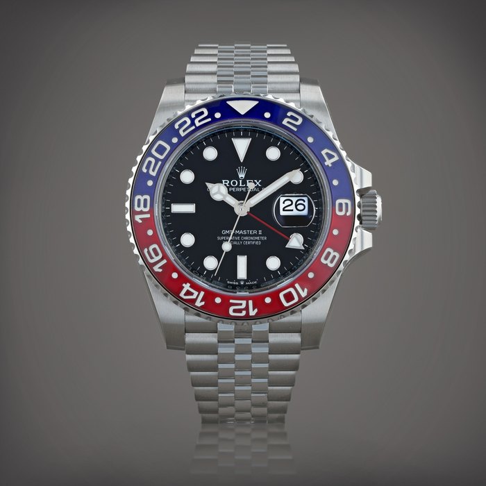 Rolex GMT-Master II 'Pepsi' stickered, reference 126710BLRO    Montre bracelet à double fuseau horaire en acier avec date |  Stainless steel dual time zone wristwatch with date and bracelet    Vers 2018 |  Circa 2018