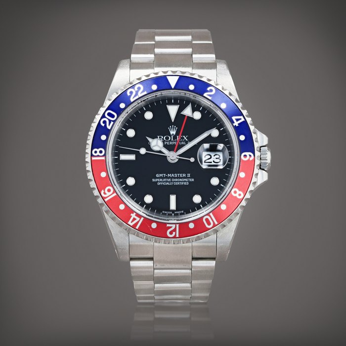 Rolex GMT-Master II 'Pepsi', reference 16710    Montre bracelet à double fuseau horaire en acier avec date |  Stainless steel dual time zone wristwatch with date and bracelet    Vers 2002 |  Circa 2002