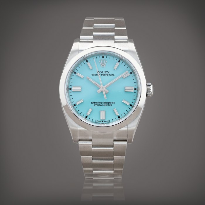 Rolex Oyster perpetual 'Tiffany Blue', reference 126000     Montre bracelet en acier |  Stainless steel wristwatch with bracelet    Vers 2022 |  Circa 2022
