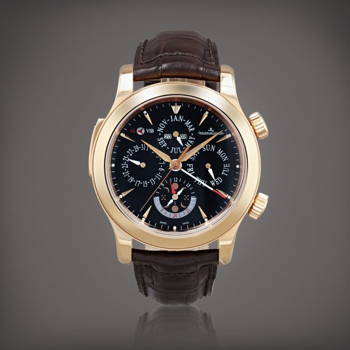 Jaeger-LeCoultre Master Grand Réveil, reference 163247A, 149.2.95    Montre bracelet quantième perpétuel en or rose avec réveil et phases de lune |  Pink gold perpetual calendar wristwatch with alarm and moon phases    Vers 2008 |  Circa 2008