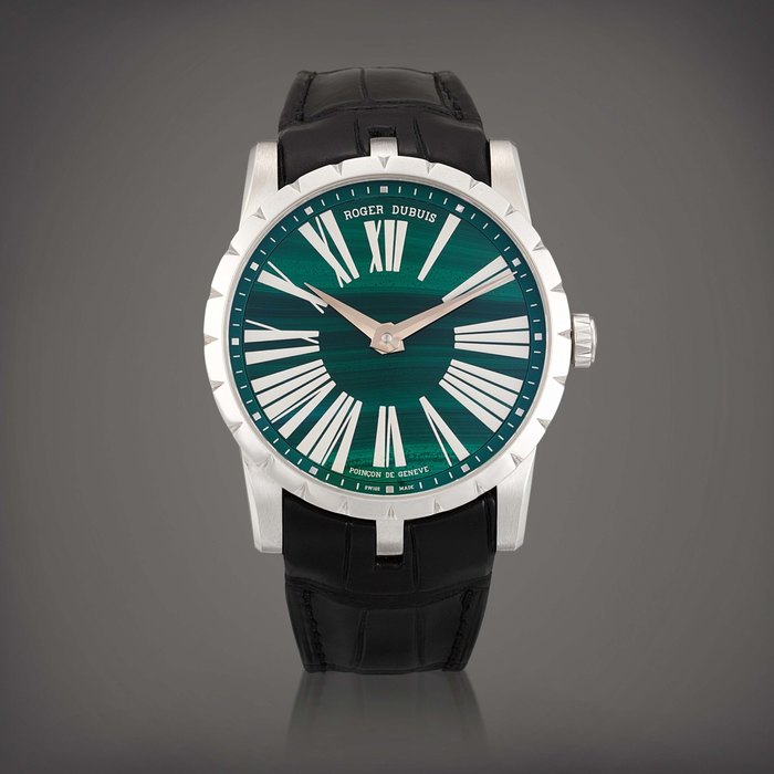 Roger Dubuis Excalibur, Reference DBEX0518 | A limited edition stainless steel wristwatch with malachite dial, Made for the Kuwait market, Circa 2015 | 羅杰杜彼 | Excalibur 型號DBEX0518 | 限量版精鋼腕錶，備孔雀石錶盤，為科威特市場而製，約2015年製