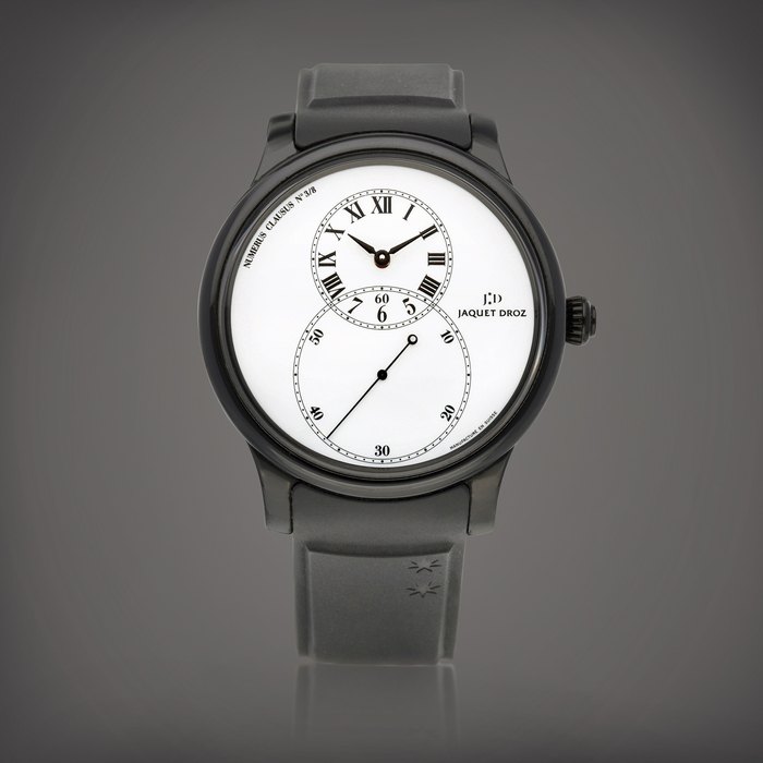 Jaquet Droz Grande Seconde, Reference J003035209 | A limited edition black ceramic wristwatch with enamel dial, Circa 2012 | 雅克德羅 | Grande Seconde 型號J003035209 | 限量版黑色陶瓷腕錶，備琺瑯錶盤，約2012年製