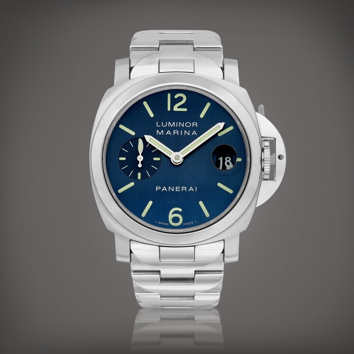 Panerai Luminor Marina, Reference PAM00120 | A stainless steel wristwatch with date and bracelet, Circa 2005 | 沛納海 | Luminor Marina 型號PAM00120 | 精鋼鏈帶腕錶，備日期顯示，約2005年製