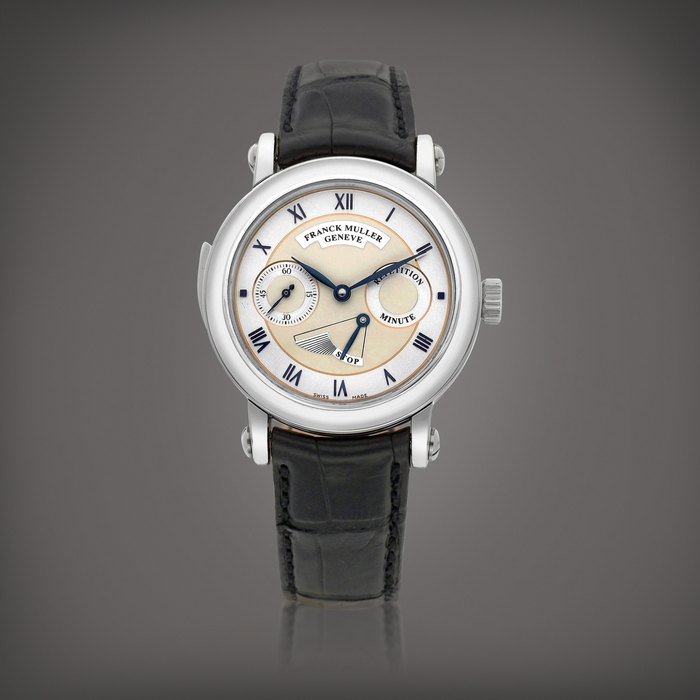 Franck Muller Reference RM S9 | A platinum minute repeating wristwatch with minute repeating indication, Circa 2007 | 型號RM S9 | 鉑金三問腕錶，備三問顯示，約2007年製