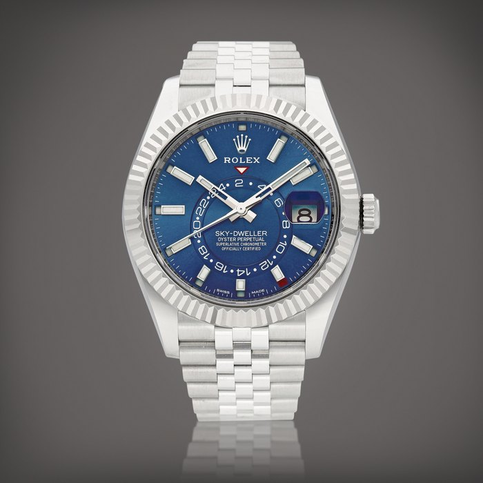 Rolex Sky-Dweller, Reference 326934 | A stainless steel annual calendar dual time zone wristwatch with date and bracelet, Circa 2022 | 勞力士 | Sky-Dweller 型號326934 | 精鋼年曆兩地時間鏈帶腕錶，備日期顯示，約2022年製