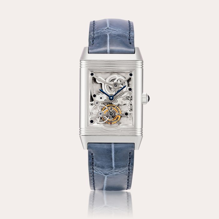 Jaeger-LeCoultre Reverso, Reference 270.6.48 | A limited edition platinum skeletonised reversible tourbillion wristwatch, Circa 2014 | 積家 | Reverso 型號270.6.48 | 限量版鉑金鏤空可翻轉陀飛輪腕錶，約2014年製, Price & Market Data