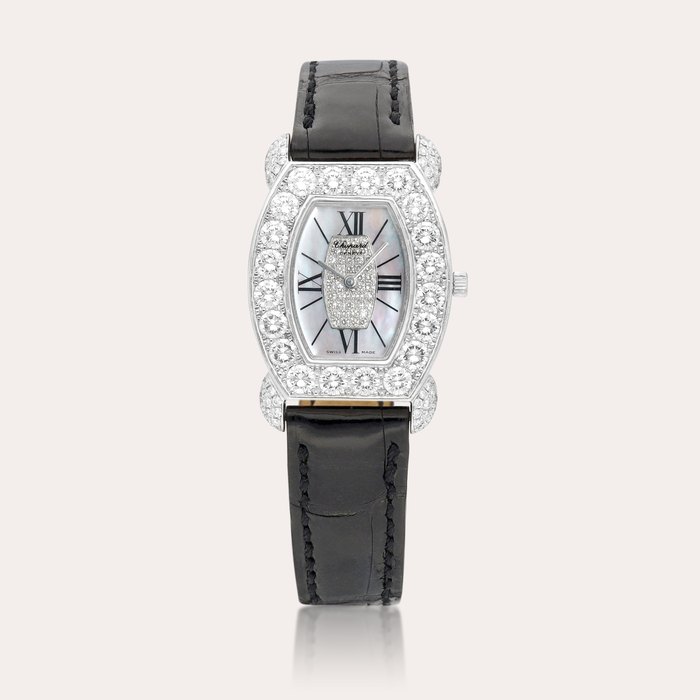 Chopard Reference 13/6610-20 | A white gold and diamond-set wristwatch with mother-of-pearl dial, Circa 2000 | 蕭邦 | 型號13/6610-20 | 白金鑲鑽石腕錶，備珠母貝錶盤，約2000年製