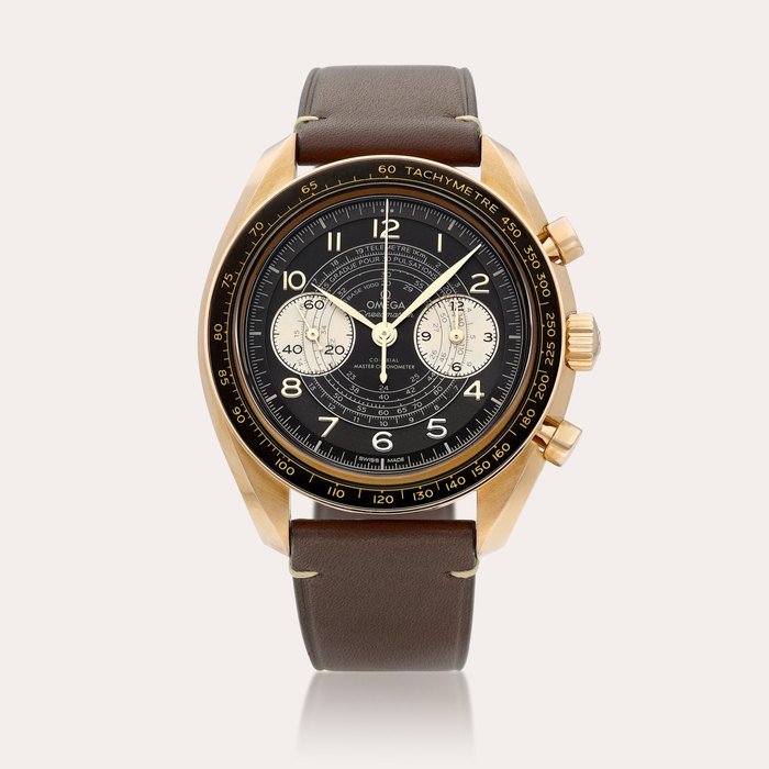 Omega Speedmaster Chronoscope, Reference 329.92.43.51.10.001 | A bronze gold chronograph wristwatch with pulsometer, telemeter and tachymeter, Circa 2022 | 歐米茄 | 超霸系列 Chronoscope 型號329.92.43.51.10.001 | 青銅金計時腕錶，備脈搏計、測距計及測速計，約2022年製