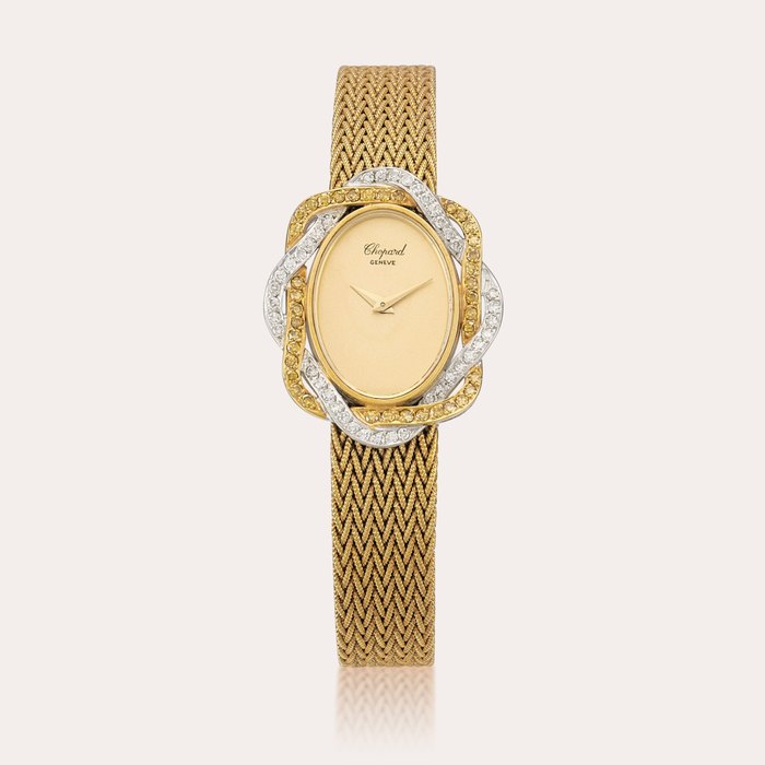 Chopard Reference 5031 | A yellow gold, diamond and yellow diamond-set bracelet watch, Circa 1970 | 蕭邦 | 型號5031 | 黃金鑲鑽石及黃鑽石鏈帶腕錶，約1970年製