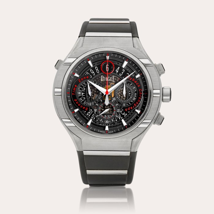 Piaget Polo, Reference P10716 | A limited edition titanium and stainless steel dual time zone flyback chronograph wristwatch with date, Circa 2008 | 伯爵 | Polo 型號P10716 | 限量版鈦金屬及精鋼兩地時間飛返計時腕錶，備日期顯示，約2008年製