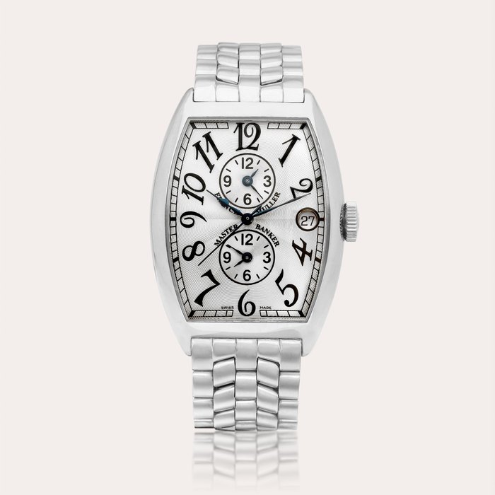 Franck Muller Master Banker, Reference 6850 MB | A white gold triple time zone wristwatch with date, Circa 2000 | Master Banker 型號6850 MB | 白金三地時間腕錶，備日期顯示，約2000年製