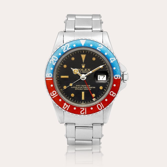 Rolex GMT-Master ‘Pepsi PCG’, Reference 1675 | A stainless steel dual time wristwatch with date and bracelet, Circa 1960 | 勞力士 | GMT-Master ‘Pepsi PCG’ 型號1675 | 精鋼兩地時間鏈帶腕錶，備日期顯示，約1960年製 · 1675