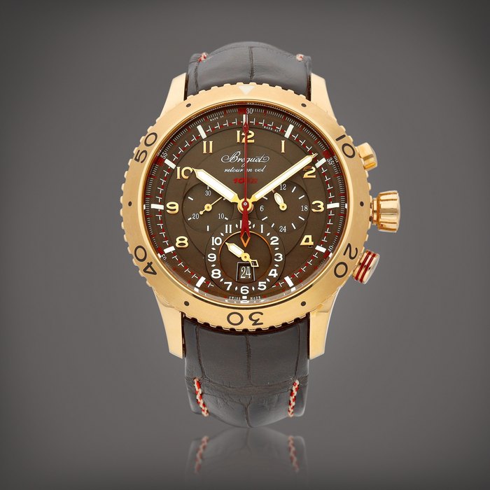 Breguet Type XXII, Reference 3880 | A pink gold dual time flyback chronograph wristwatch with 24 hours indication and date, Circa 2011 | 寶璣  |Type XXII 型號3880 | 粉紅金兩地時間飛返計時腕錶，備24小時及日期顯示，約2011年製