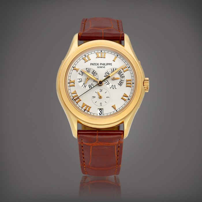Patek Philippe Reference 5035 | A yellow gold annual calendar wristwatch with 24 hour indication, Circa 1999 | 百達翡麗 | 型號5035 | 黃金年曆腕錶，備24小時顯示，約1999年製