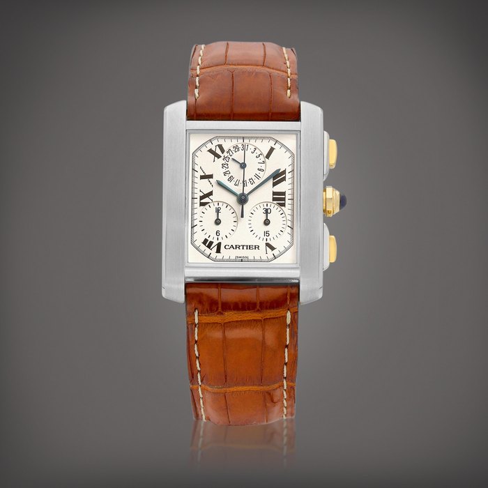 Cartier Tank Française, Reference 2303 | A stainless steel chronograph wristwatch with date, Circa 2003 | 卡地亞 | Tank Française 型號2303 | 精鋼計時腕錶，備日期顯示，約2003年製