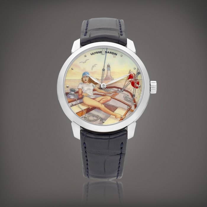 Ulysse Nardin Classico Manara Manufacture, Reference 3203-136 | A limited edition stainless steel wristwatch with miniature painting, Circa 2020 | 雅典 | Classico Manara Manufacture 型號3206-136 | 限量版精鋼腕錶，備迷你彩繪，約2020年製