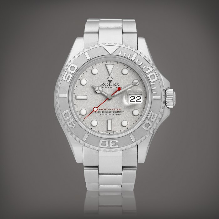 Rolex Yacht-Master, Reference 16622 | A stainless steel wristwatch with date, platinum bezel and dial and bracelet, Circa 2006 | 勞力士 | Yacht-Master 型號16622 | 精鋼鏈帶腕錶，備日期顯示、鉑金錶圈及錶盤，約2006年製
