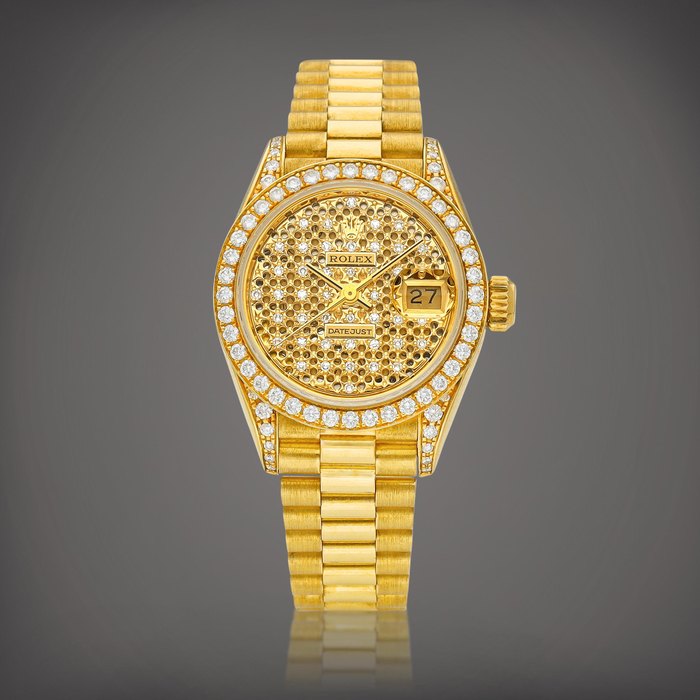 Rolex DateJust, Reference 69158 | A yellow gold and diamond-set wristwatch with date and bracelet, Circa 1991 | 勞力士 | DateJust 型號69158 | 黃金鑲鑽石鏈帶腕錶，備日期顯示，約1991年製
