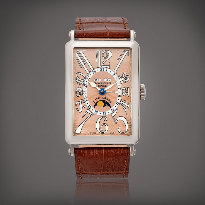 Franck Muller Long Island, Reference 1200 MC L | A white gold triple calendar wristwatch with moon phases, Circa 2005 | Long Island 型號1200 MC L | 白金全日曆腕錶，備月相顯示，約2005年製