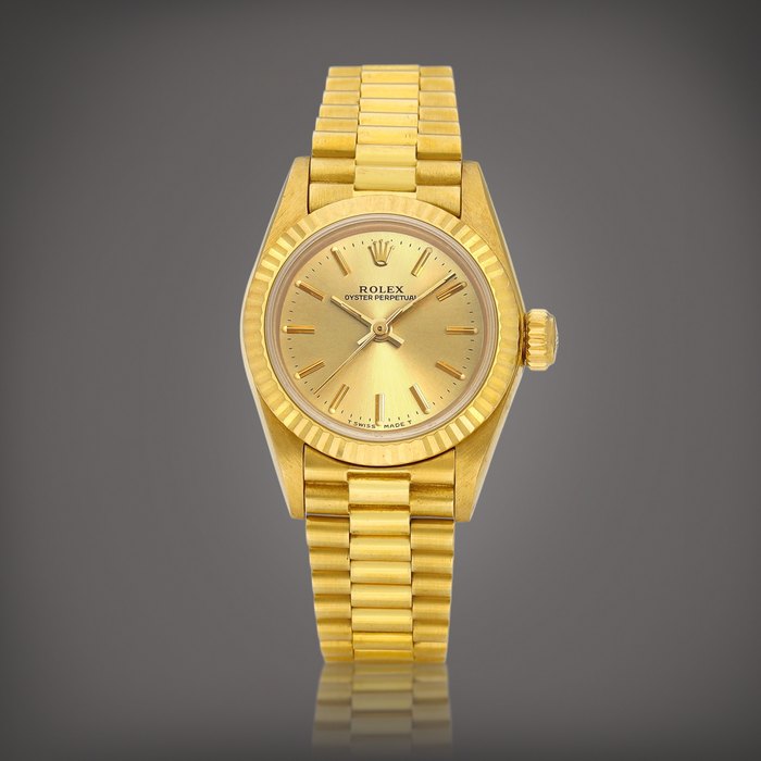 Rolex Oyster Perpetual, Reference 67198 | A yellow gold bracelet watch, Circa 1989 | 勞力士 | Oyster Perpetual 型號67198 | 黃金鏈帶腕錶，約1989年製