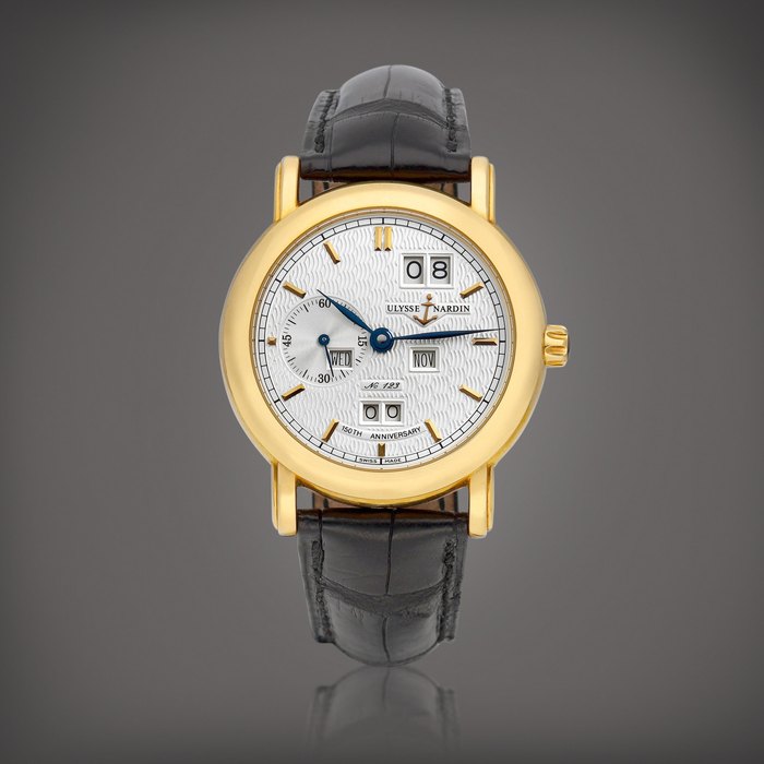 Ulysse Nardin Ludwig Perpetual, Reference 331-22 | A limited edition yellow gold perpetual calendar wristwatch, Made for the 150th anniversary of Ulysse Nardin, Circa 1996 | 雅典 | Ludwig Perpetual 型號331-22 | 限量版黃金萬年曆腕錶，為紀念雅典成立150週年而製，約1996年製