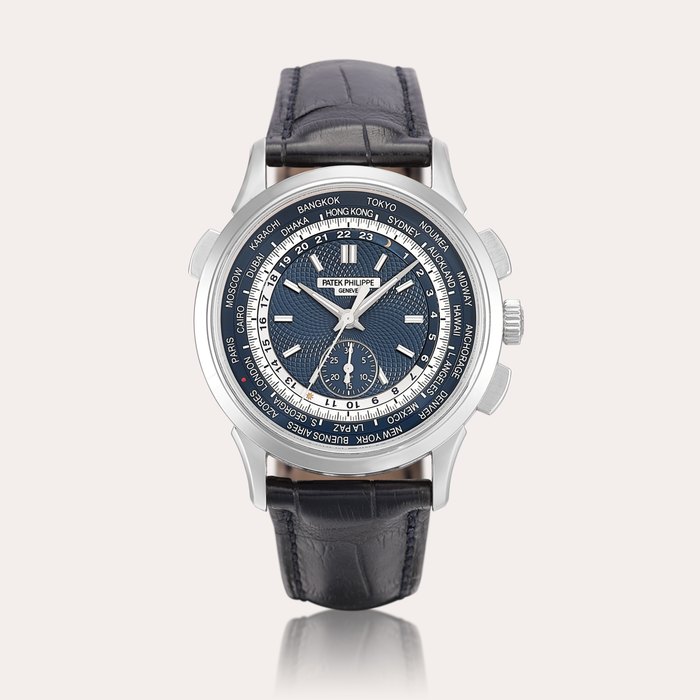 Patek Philippe Reference 5930 | A white gold world time flyback chronograph wristwatch, Circa 2017