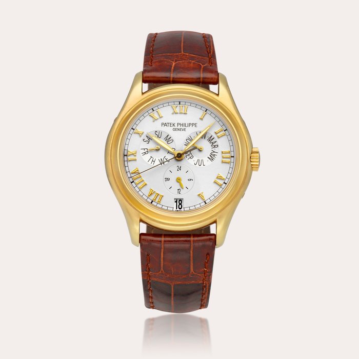 Patek Philippe Reference 5035 | A yellow gold annual calendar wristwatch with 24 hour indication, Circa 1998