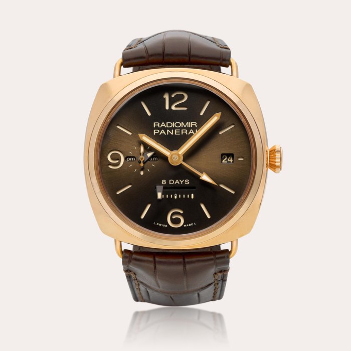 Panerai Radiomir 8 Days GMT Oro Rosso, Reference PAM395 | A limited edition pink gold dual time wristwatch with date, 24 hour and power reserve indication, Circa 2012