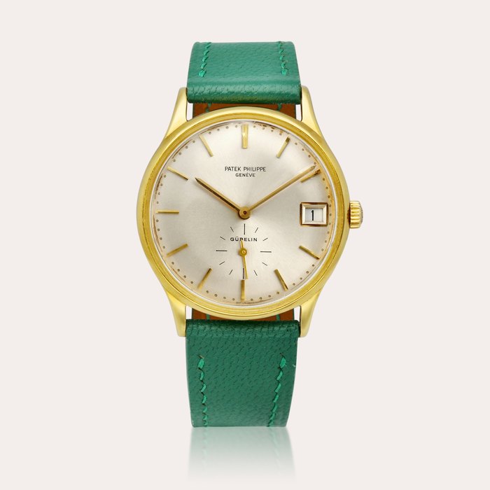 Patek Philippe Calatrava, Reference 3514 | A yellow gold wristwatch with date display, Retailed by Gübelin, Circa 1968