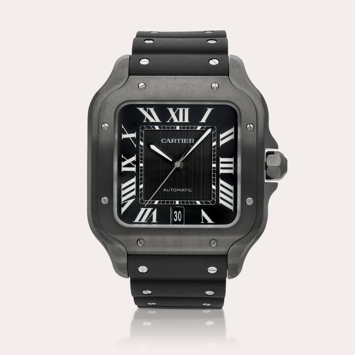 Cartier Santos de Cartier, Reference WSSA0039 | A black ADLC steel wristwatch with date, Circa 2024