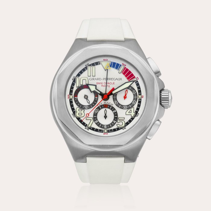 Girard-Perregaux Laureato "USA 98 BMW Oracle Racing", Reference 80175 | A limited edition stainless steel flyback chronograph wristwatch with 24 hours indication, Made for the BMW Oracle Racing Team, Circa 2007