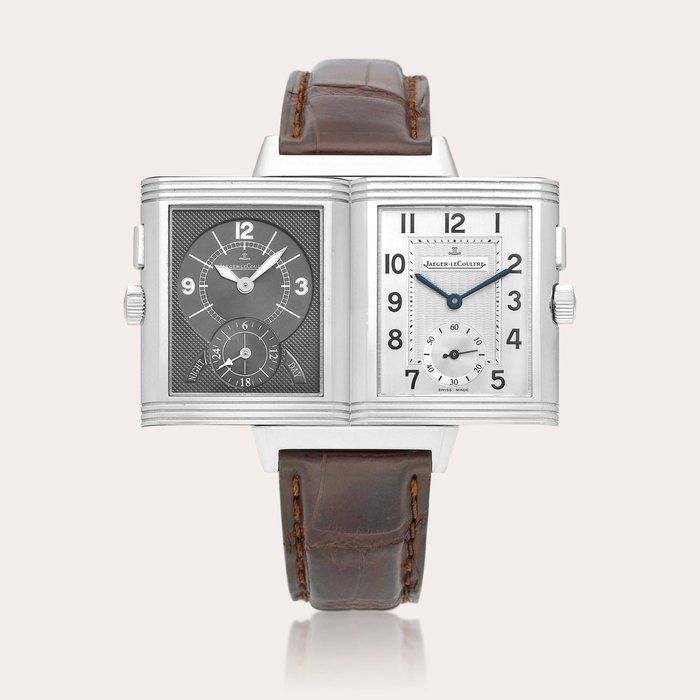 Jaeger-LeCoultre Reverso Duoface Day and Night, Reference 272.8.54 | A stainless steel reversible dual time wristwatch with 24 hour indication, Circa 2011