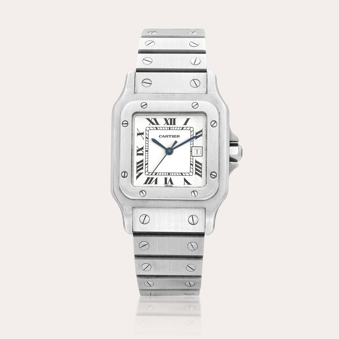 Cartier Santos, Reference 2960 | A stainless steel bracelet watch with date, Circa 1985